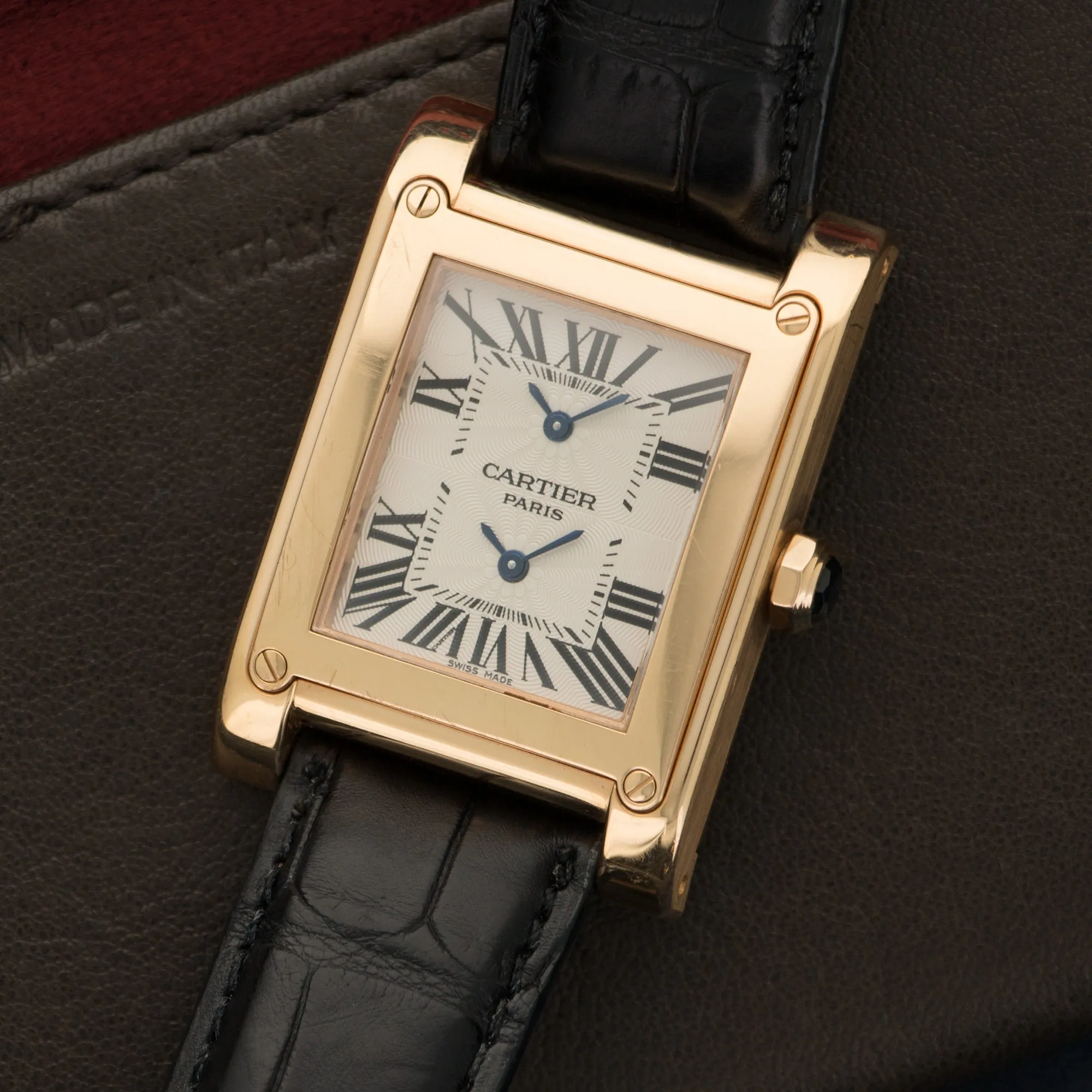 Cartier Rose Gold Tank A Vis Dual Time Watch Ref. W1537651