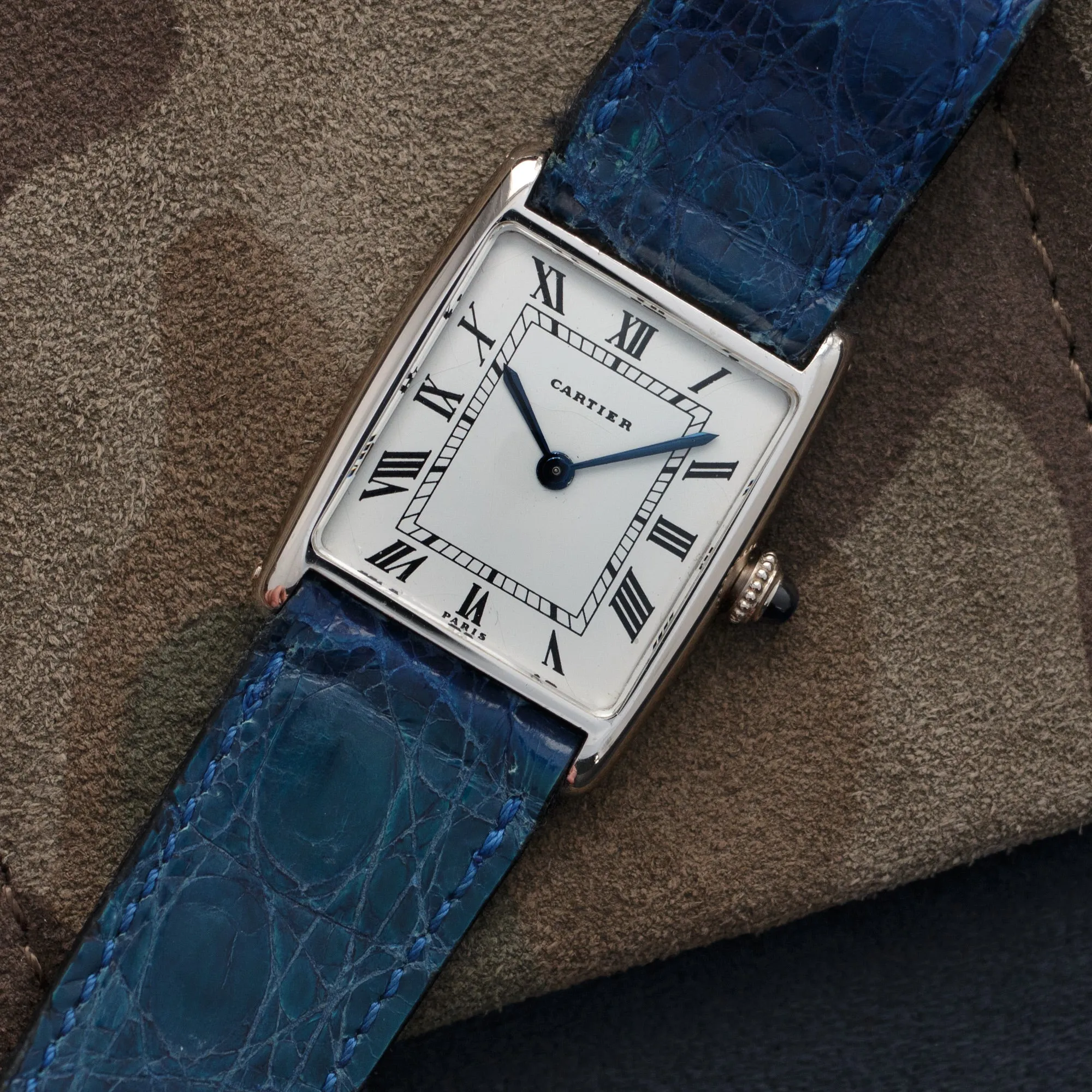 Cartier White Gold Tank Watch, Circa 1970s