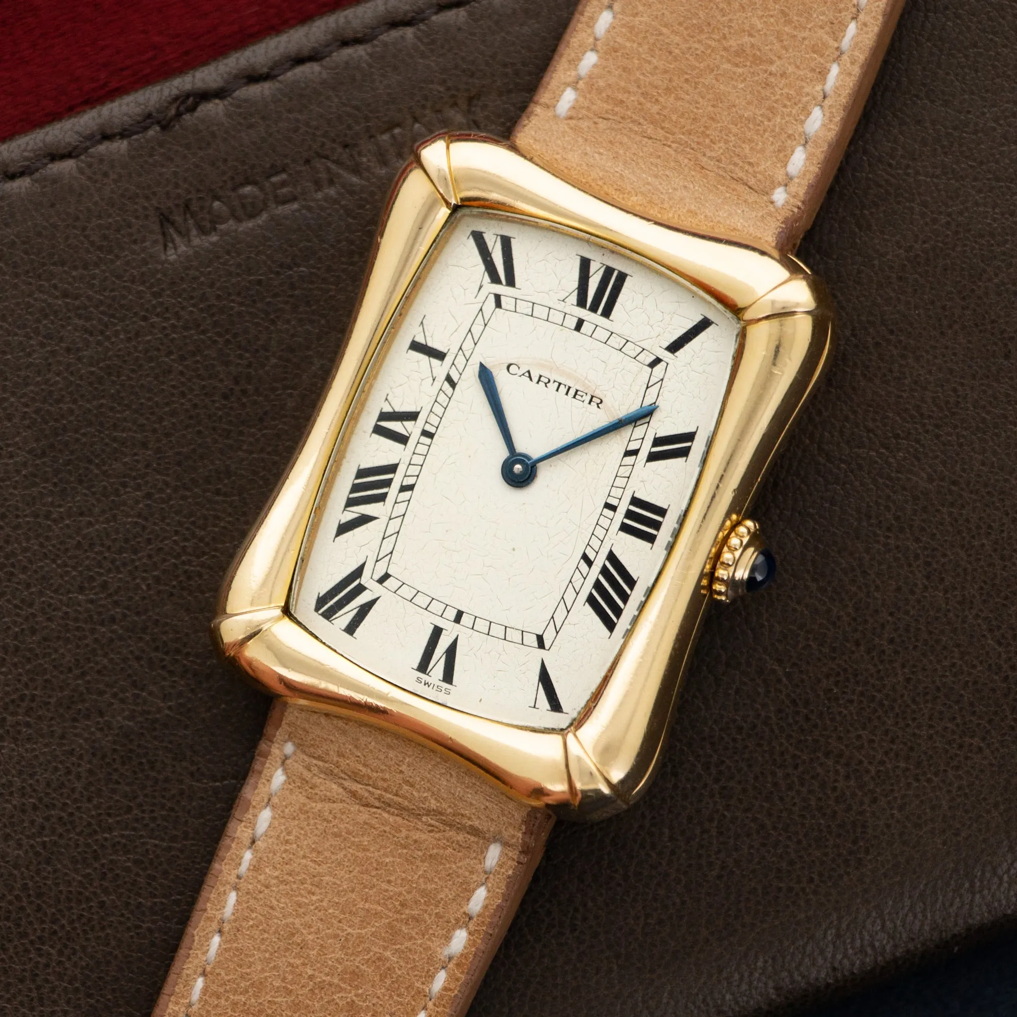 Cartier Yellow Gold Bamboo Coussin Watch