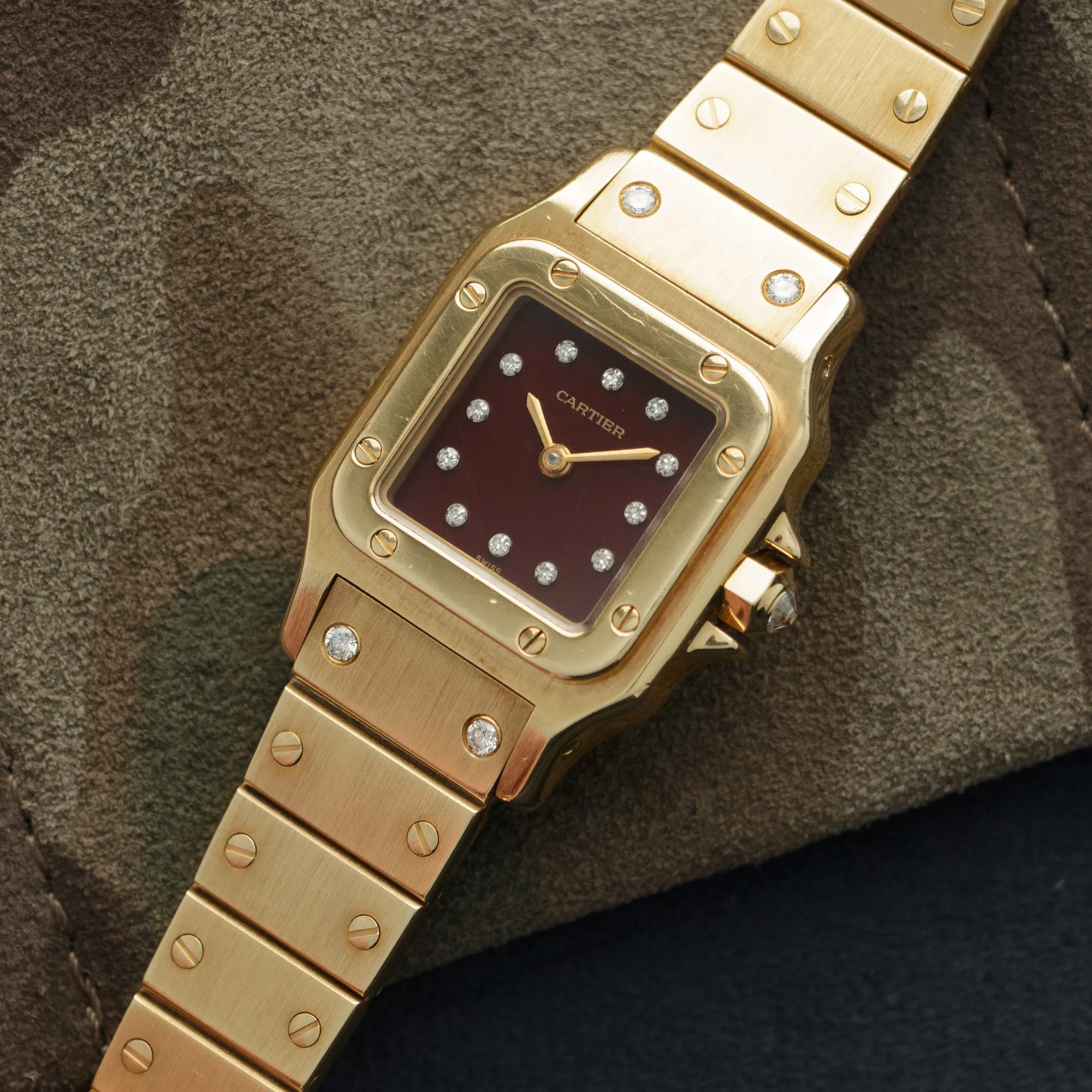 Cartier Yellow Gold Santos Diamond Watch