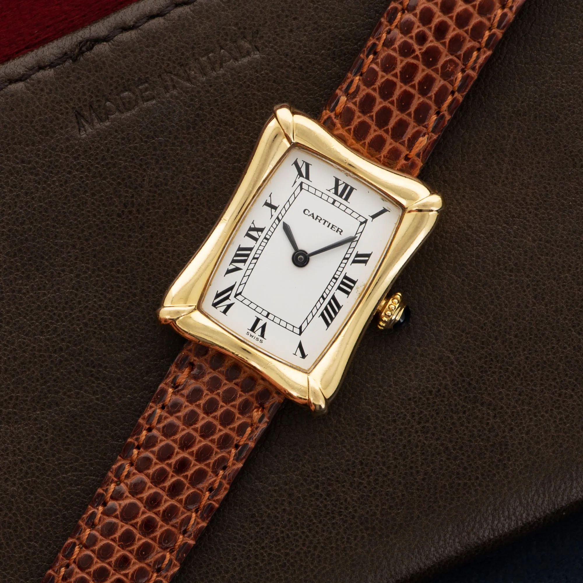 Cartier Yellow Gold Tank Bamboo Coussin Watch