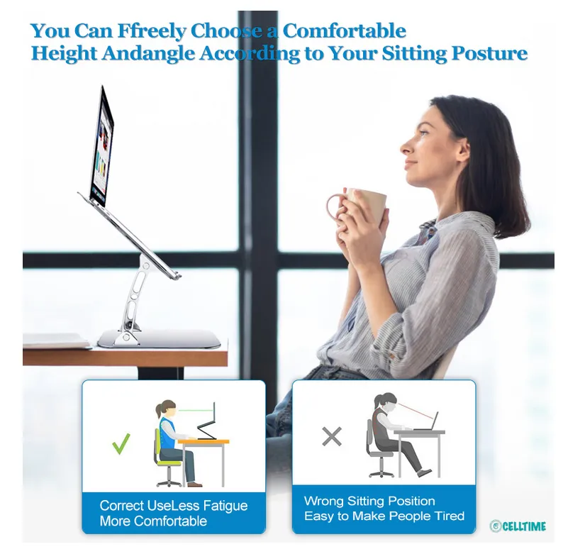 CellTime Ergonomic Height Angle Adjustable Cool Portable Laptop Stand