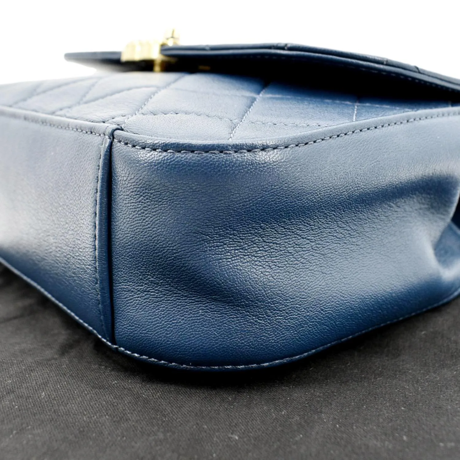 CHANEL Infinity Chain Quilted Leather Crossbody Bag Blue