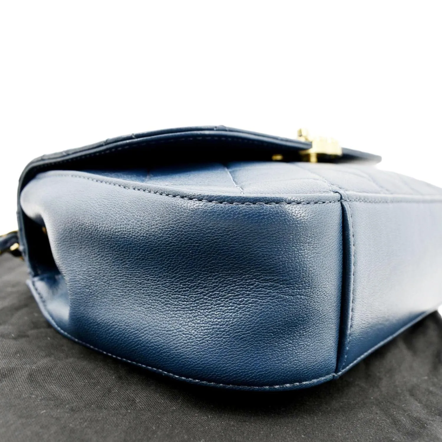 CHANEL Infinity Chain Quilted Leather Crossbody Bag Blue