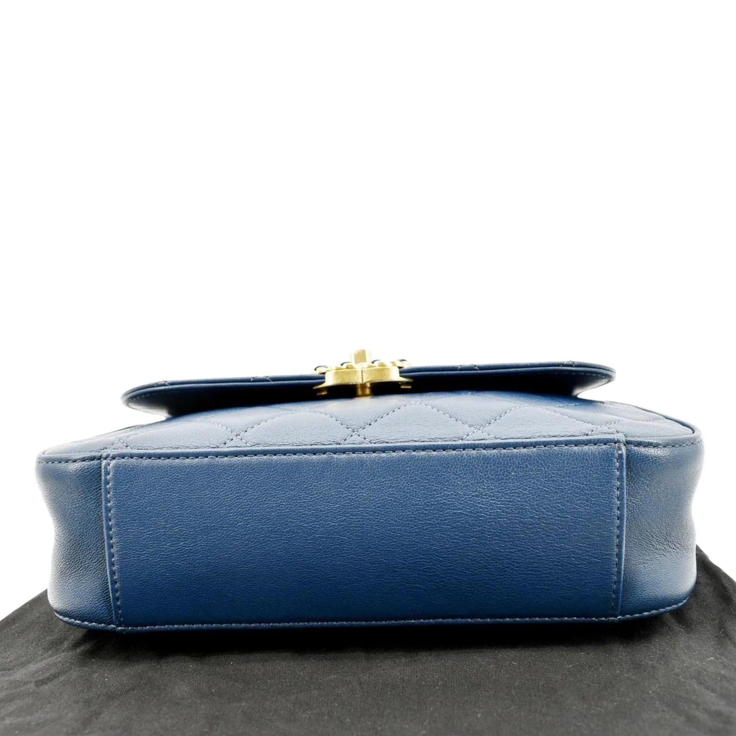 CHANEL Infinity Chain Quilted Leather Crossbody Bag Blue