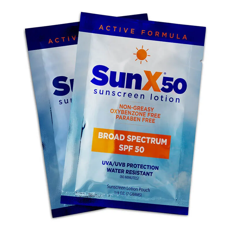 Coretex Sun X SPF 50 Sunscreen Lotion Pouch 15ct Travel Bag (case)