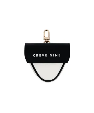 CREVE NINE: Triangular Leather Ball Pouch - Black