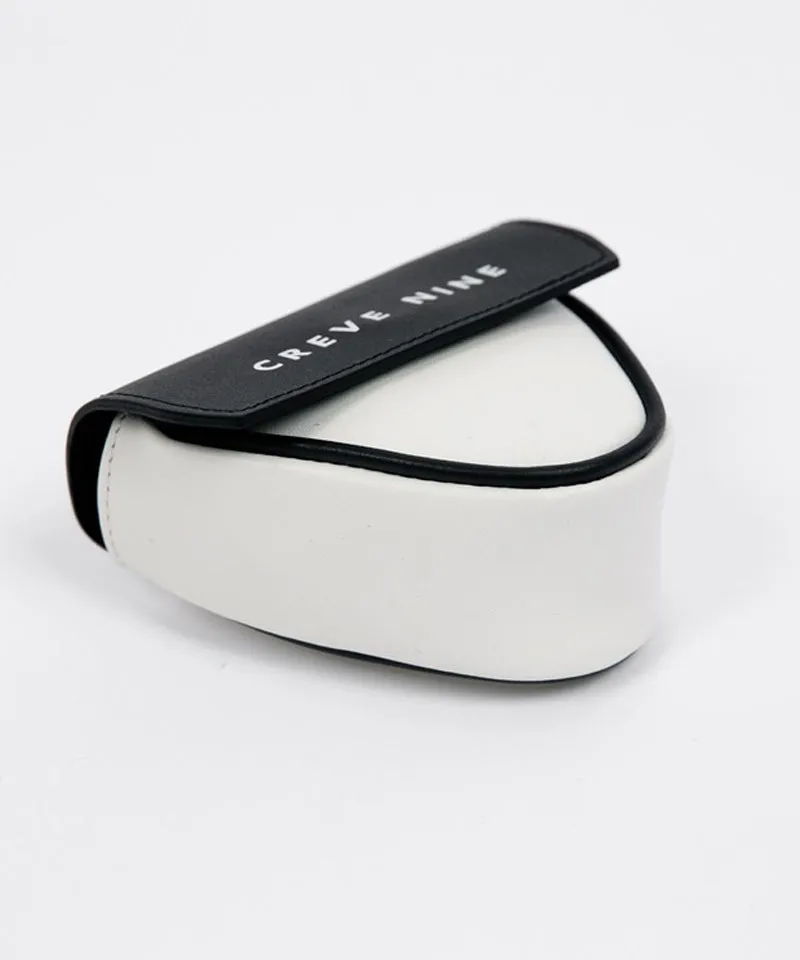 CREVE NINE: Triangular Leather Ball Pouch - Black