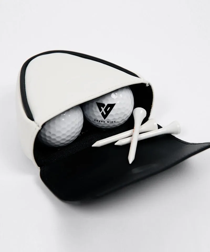 CREVE NINE: Triangular Leather Ball Pouch - Black