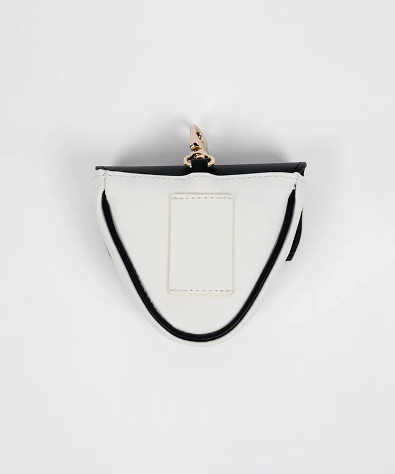 CREVE NINE: Triangular Leather Ball Pouch - Black