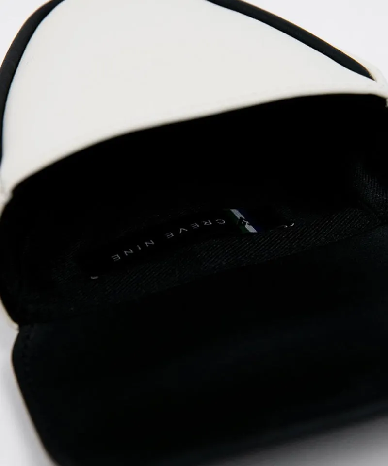 CREVE NINE: Triangular Leather Ball Pouch - Black