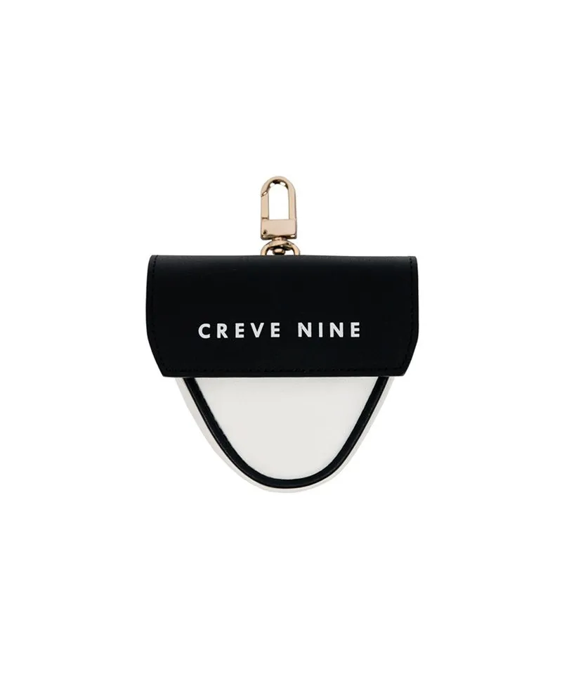 CREVE NINE: Triangular Leather Ball Pouch - Black