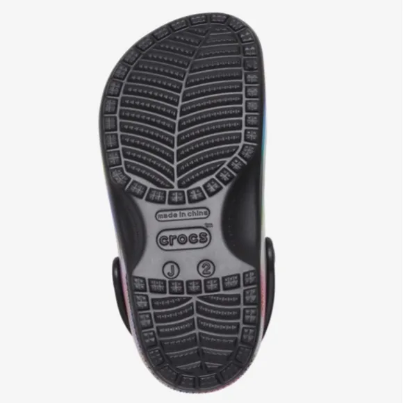 CROCS KIDS Classic Solarized Clog - Multicolored/Black - Size j2