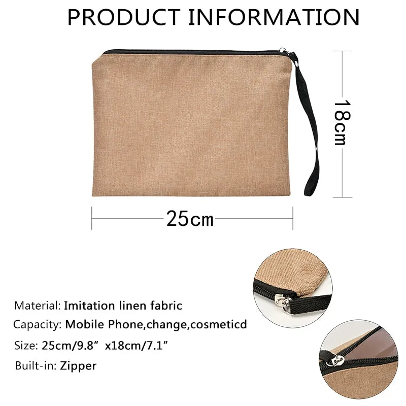 Customized Personalized Name Linen Cosmetic Bag Bridesmaid Bachelor Party Lipstick Bag