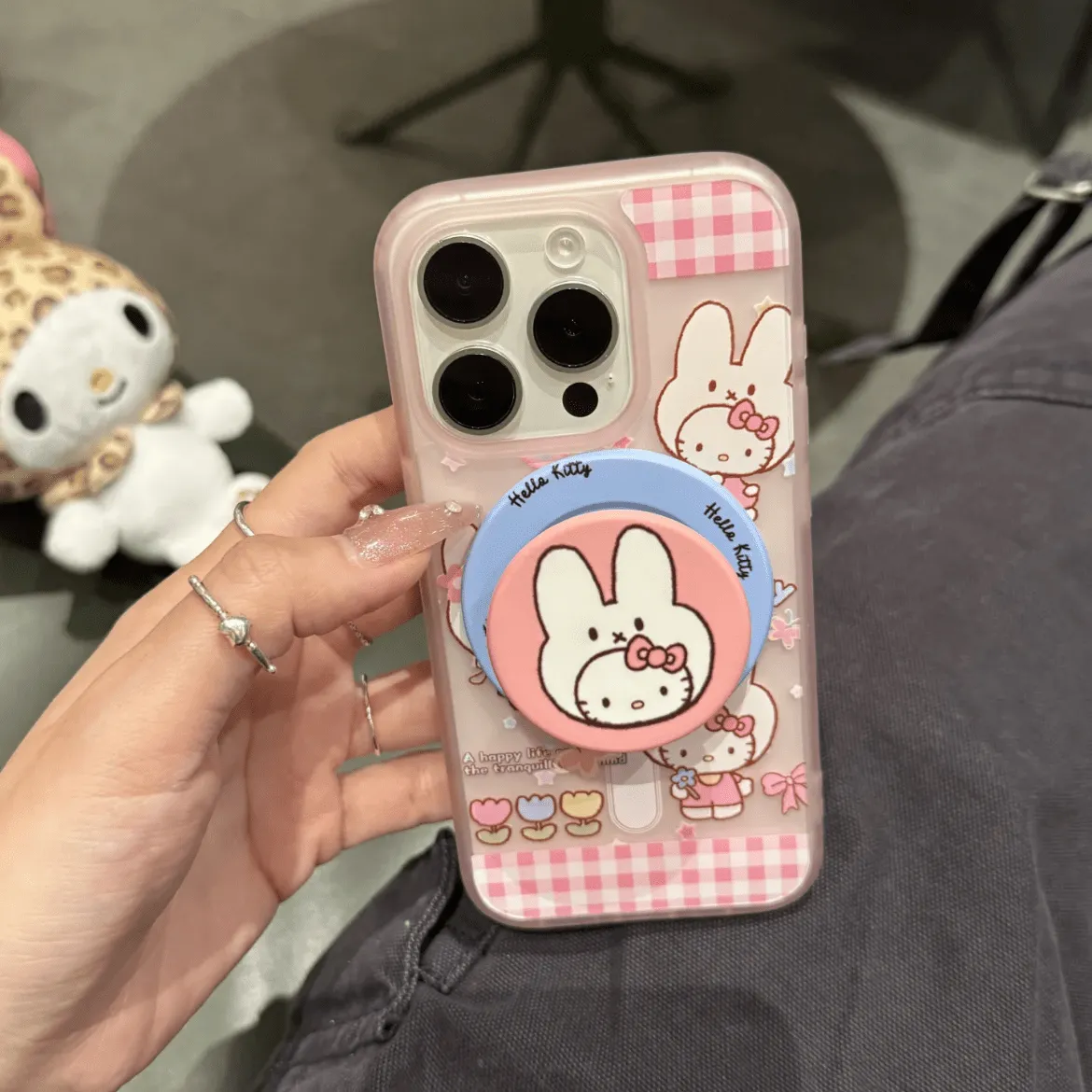 Cute Miffy Hello Kitty Magnetic Stand iPhone Case