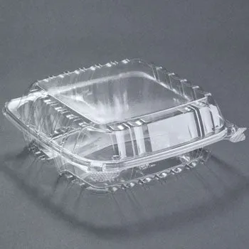 DART 3 COMPARTMENT  C90PST3 8 5/16" x 8 5/16" x 3" CLEAR HINGED PLASTIC CONTAINER  250CT