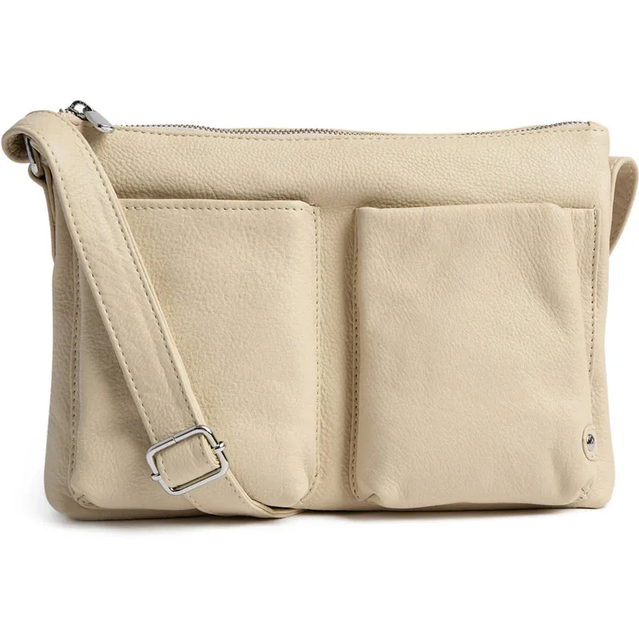 Depeche - 16200 Cream Leather Crossbody Bag
