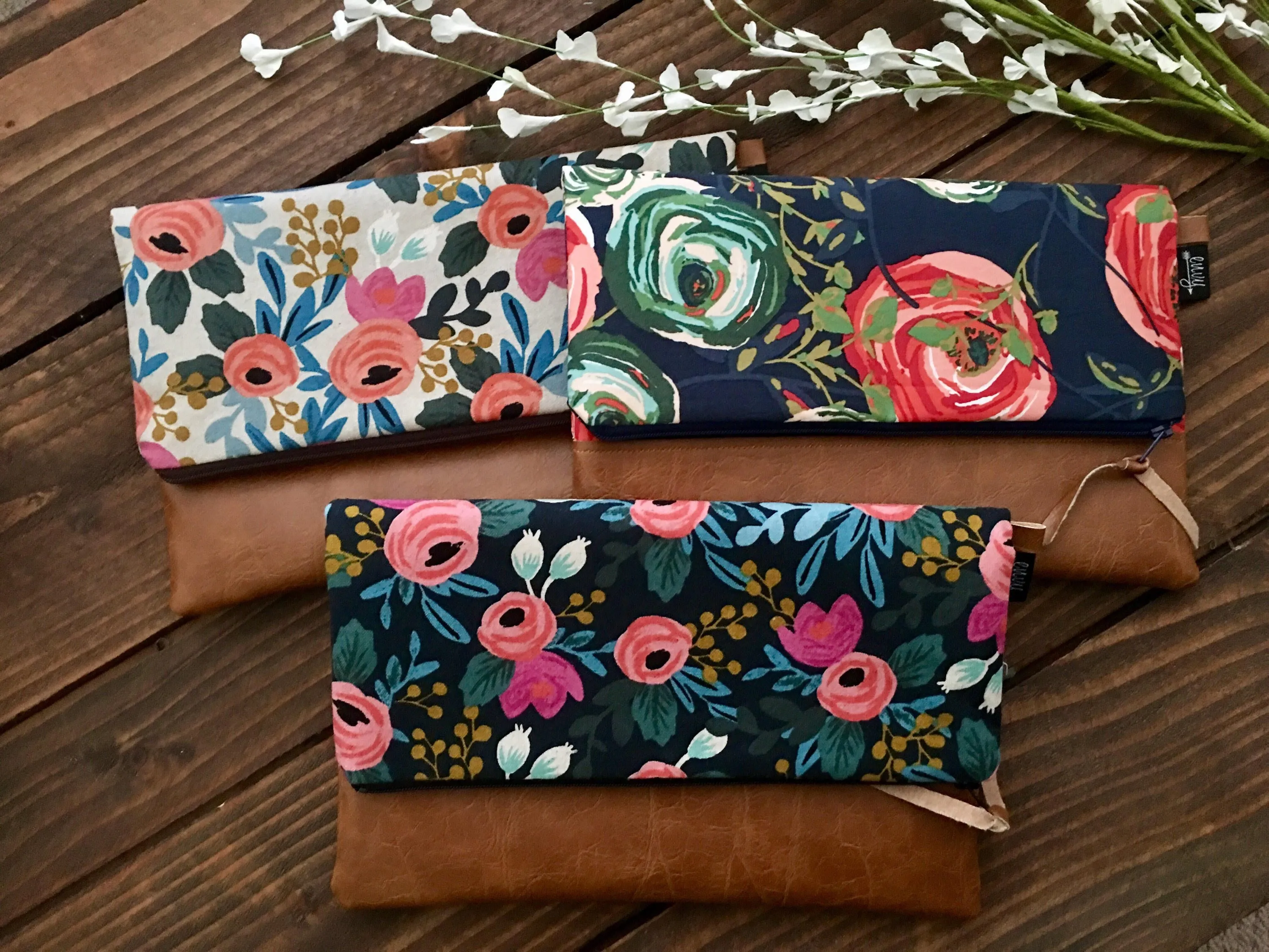 Design Your Own Bridesmaid Fold Over Clutch - with Vegan Leather - Detachable Wristlet - Set of 4 or More