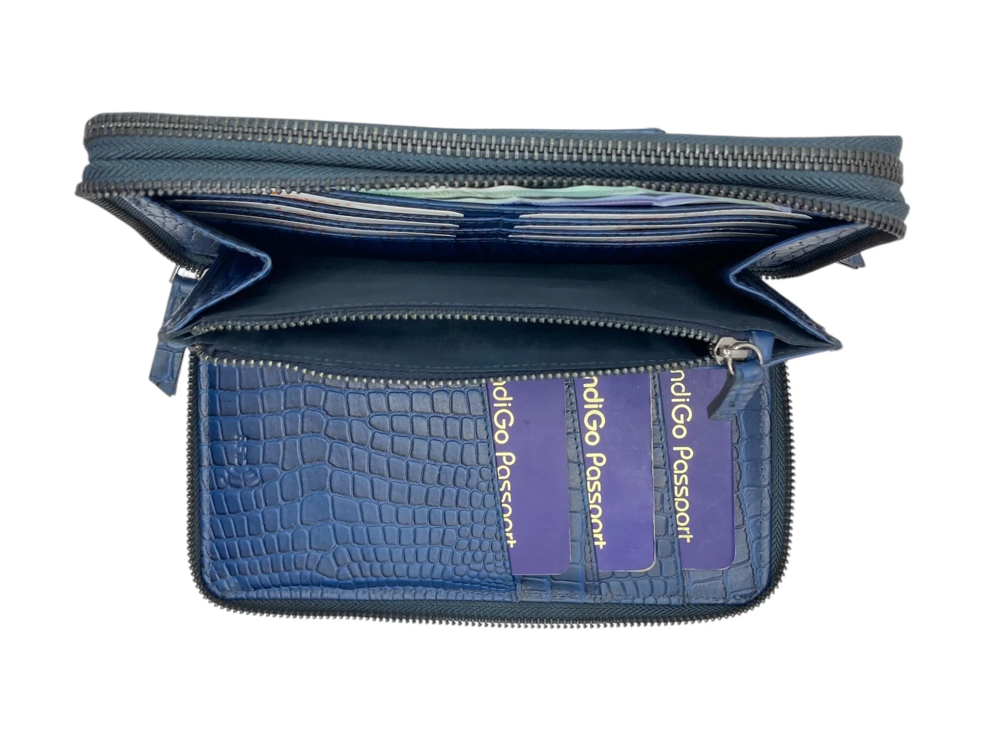 Double  Zip Family Passport  Holder &  Long Card Wallet  RFID Protection # 4645