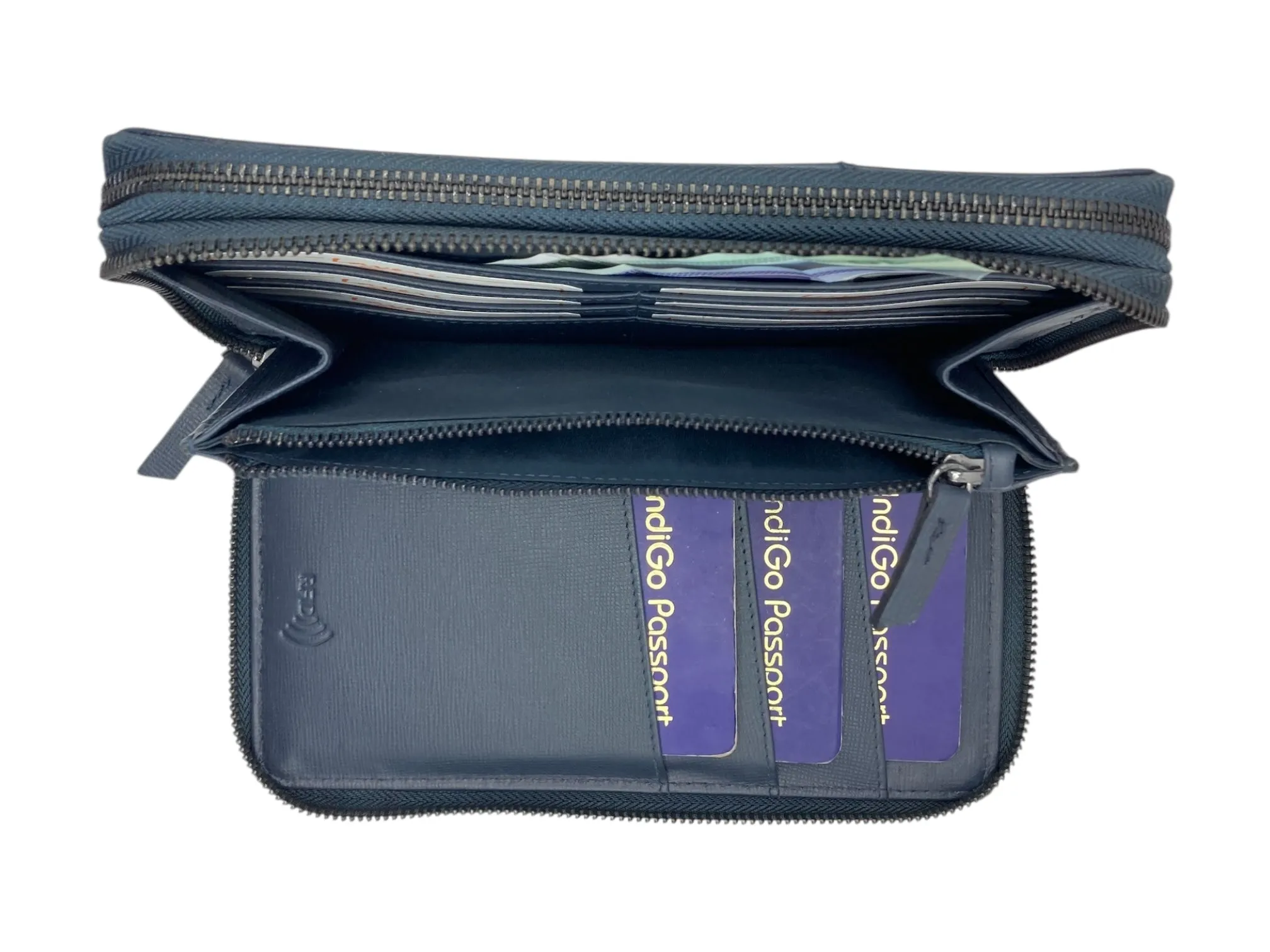 Double  Zip Family Passport  Holder &  Long Card Wallet  RFID Protection # 4645