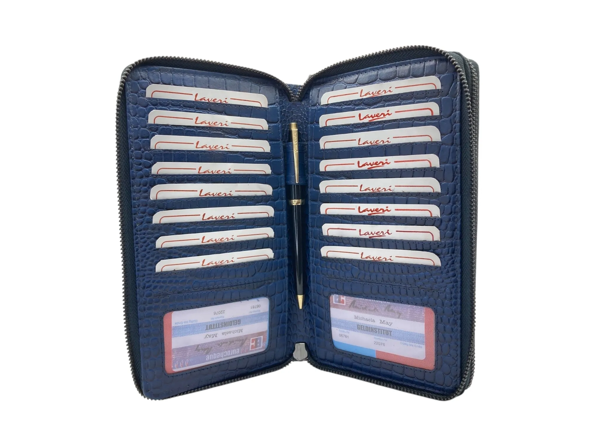 Double  Zip Family Passport  Holder &  Long Card Wallet  RFID Protection # 4645