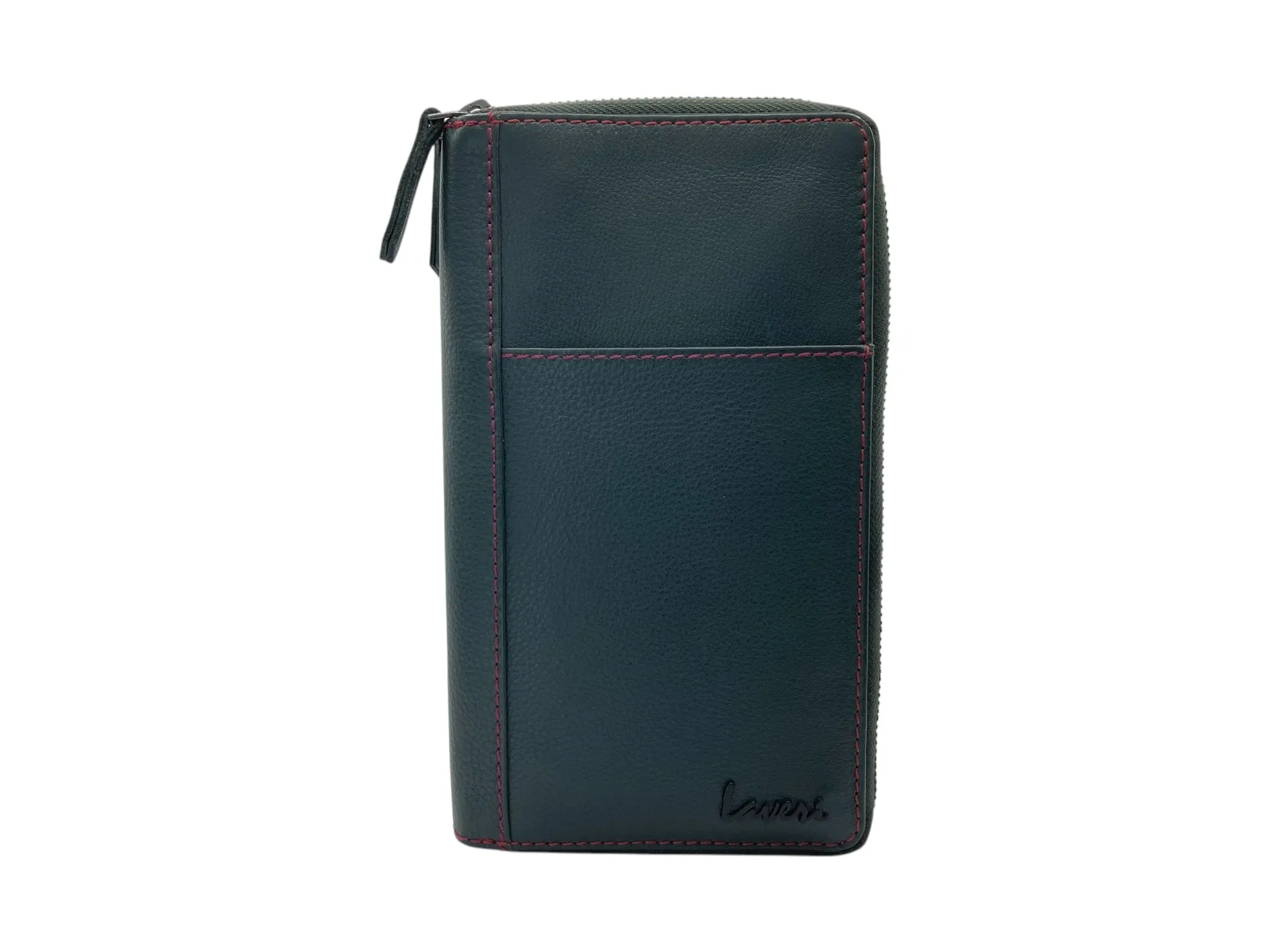 Double  Zip Family Passport  Holder &  Long Card Wallet  RFID Protection # 4645