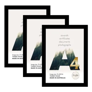 Elegant Black A4 Set of Frames (Bulk Frame Bundle 3 Pack)