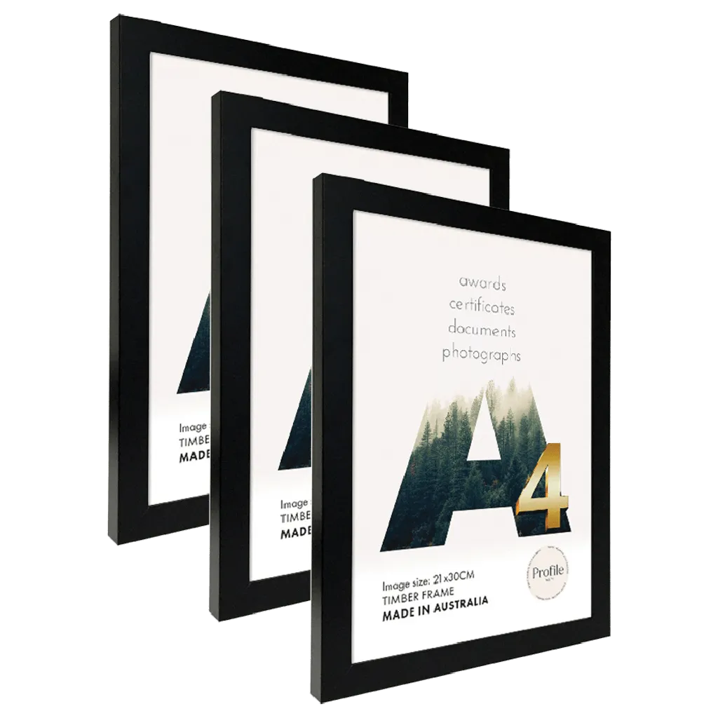 Elegant Black A4 Set of Frames (Bulk Frame Bundle 3 Pack)