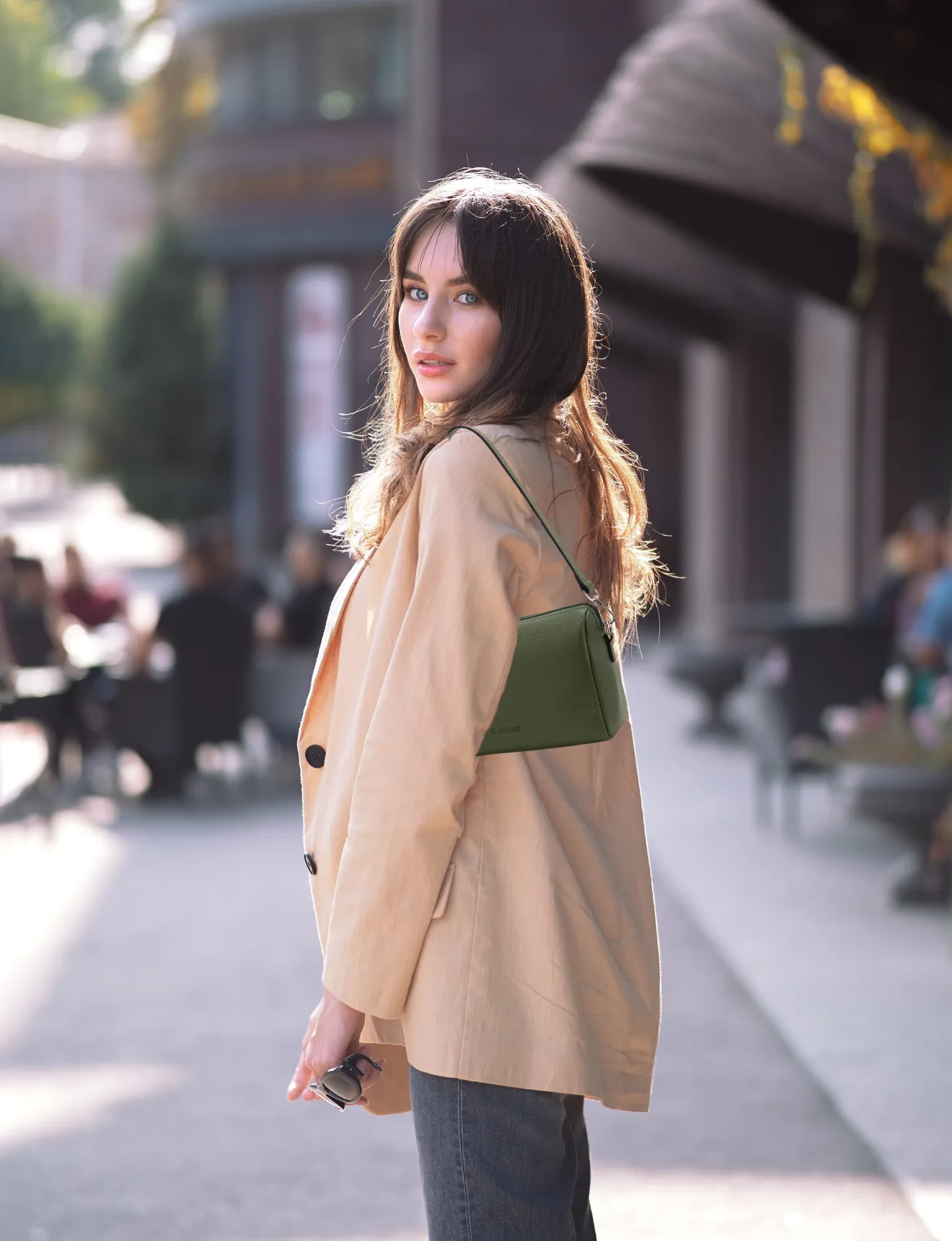 ELLA LEATHER XBODY BAG- E1-0843-OLIVE- NEW IN