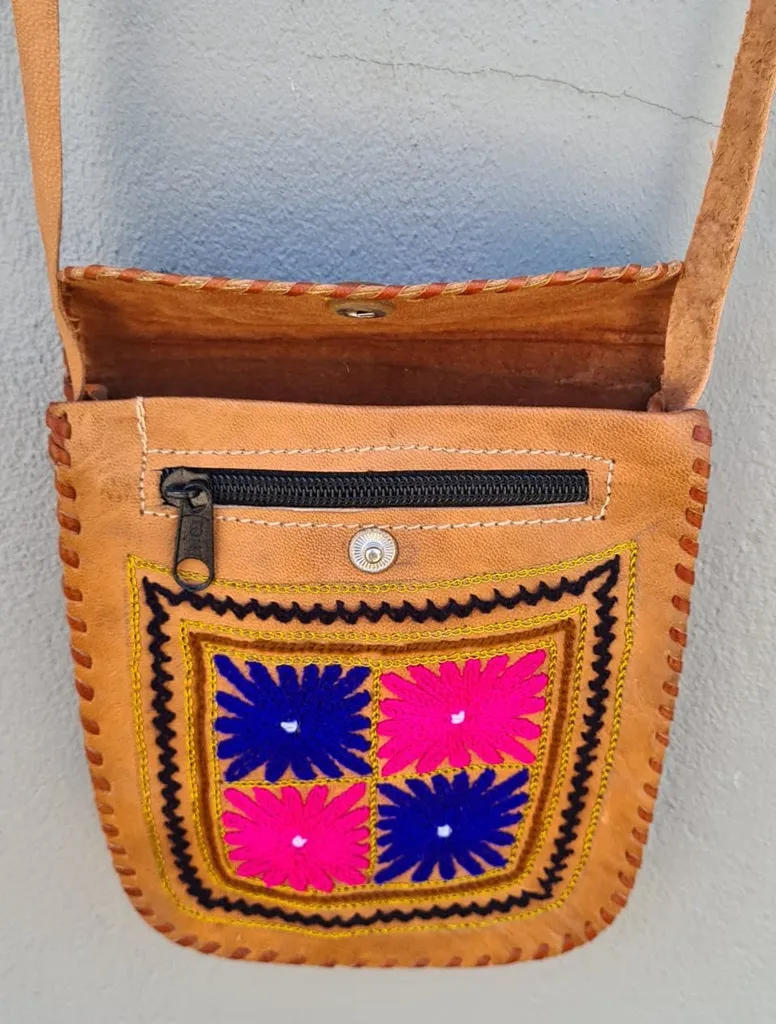 Embroided Leather Sling Bag