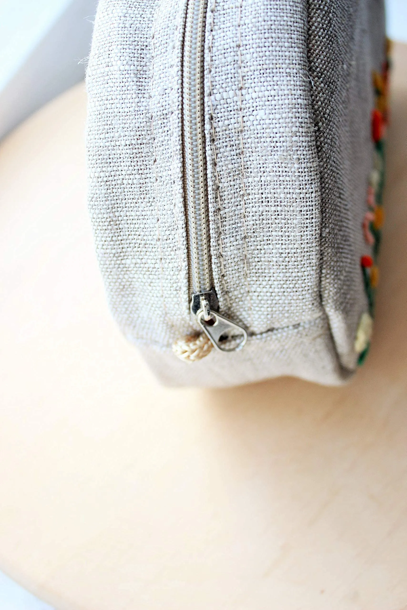 Embroidered makeup bag Small cosmetic purse for women Floral zipper pouch for bridesmaids