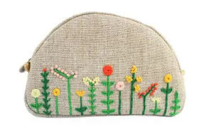 Embroidered makeup bag Small cosmetic purse for women Floral zipper pouch for bridesmaids