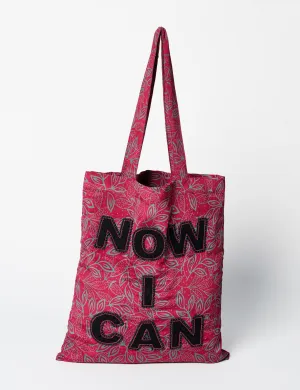 EMBROIDERED NOW I CAN SARI SHOPPER BAG