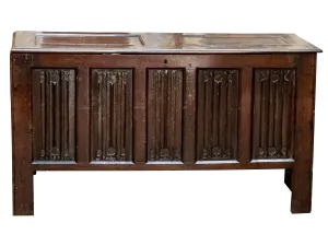English 17th Century Joined Oak Linenfold Coffer, Stuart Period