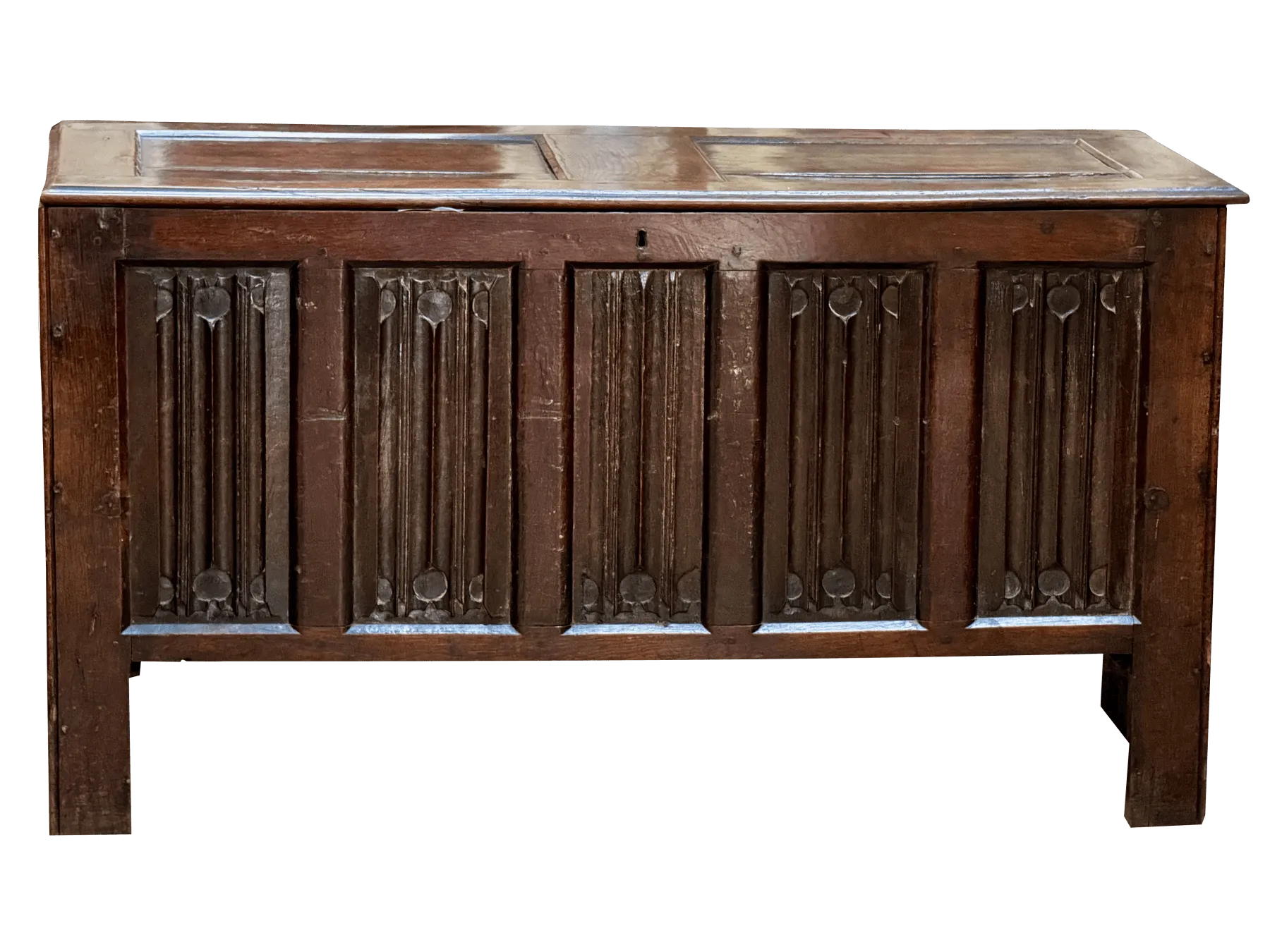 English 17th Century Joined Oak Linenfold Coffer, Stuart Period