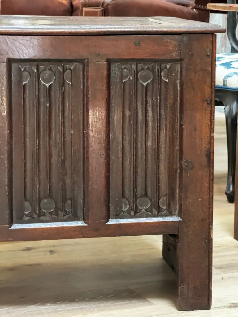 English 17th Century Joined Oak Linenfold Coffer, Stuart Period