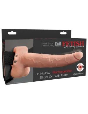 Fetish Fantasy Series 9" Hollow Rechargeable Strap-on With Balls - Flesh