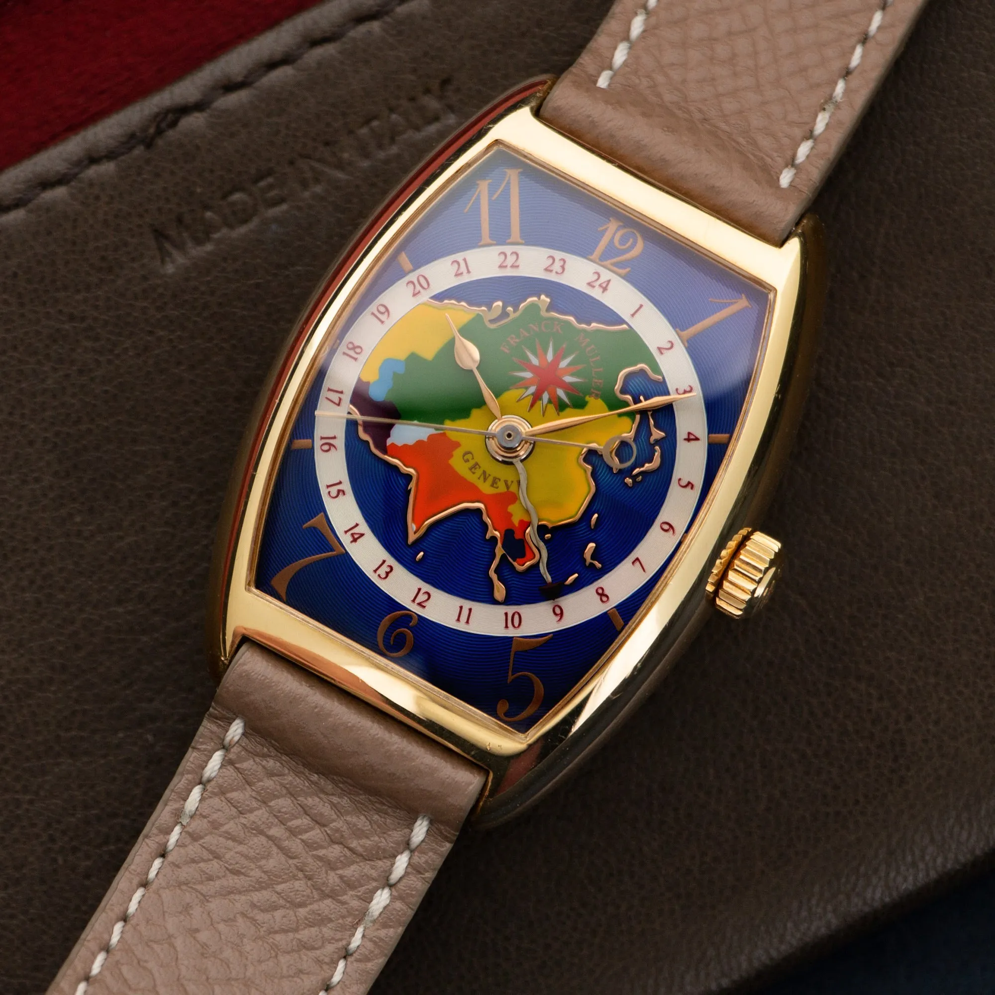 Franck Muller Yellow Gold Cloisonne World Map Watch