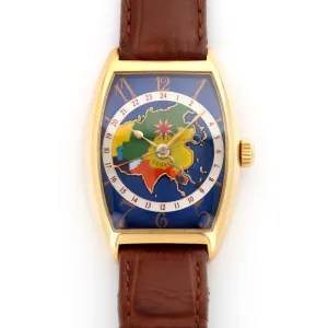 Franck Muller Yellow Gold Cloisonne World Map Watch