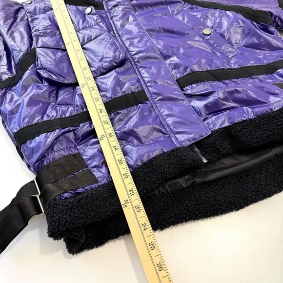 Free People Movement Vagabond Fleece Bomber Quilted Lined Jacket Purple XS NWT