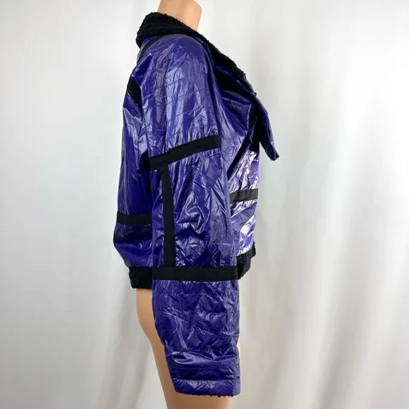 Free People Movement Vagabond Fleece Bomber Quilted Lined Jacket Purple XS NWT