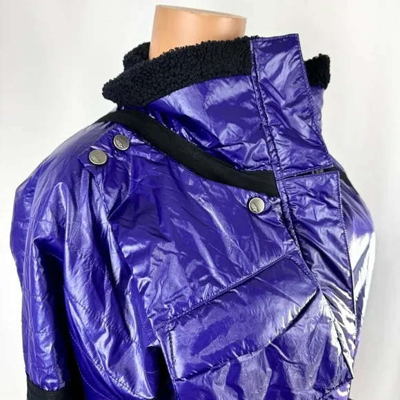 Free People Movement Vagabond Fleece Bomber Quilted Lined Jacket Purple XS NWT