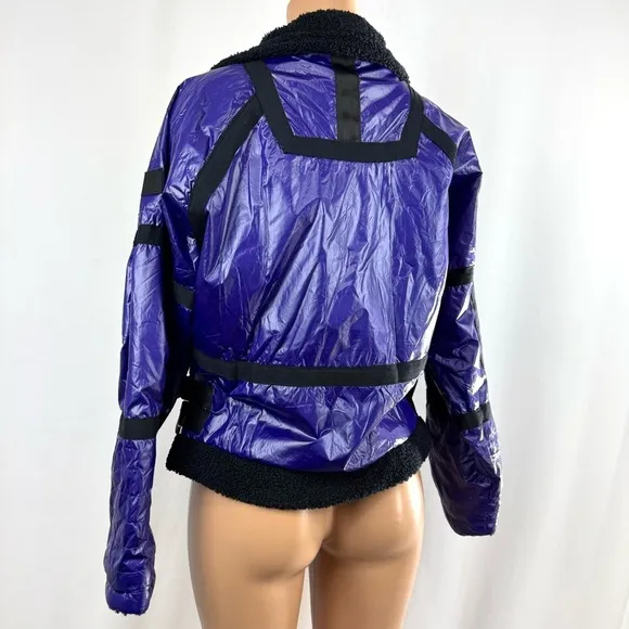 Free People Movement Vagabond Fleece Bomber Quilted Lined Jacket Purple XS NWT