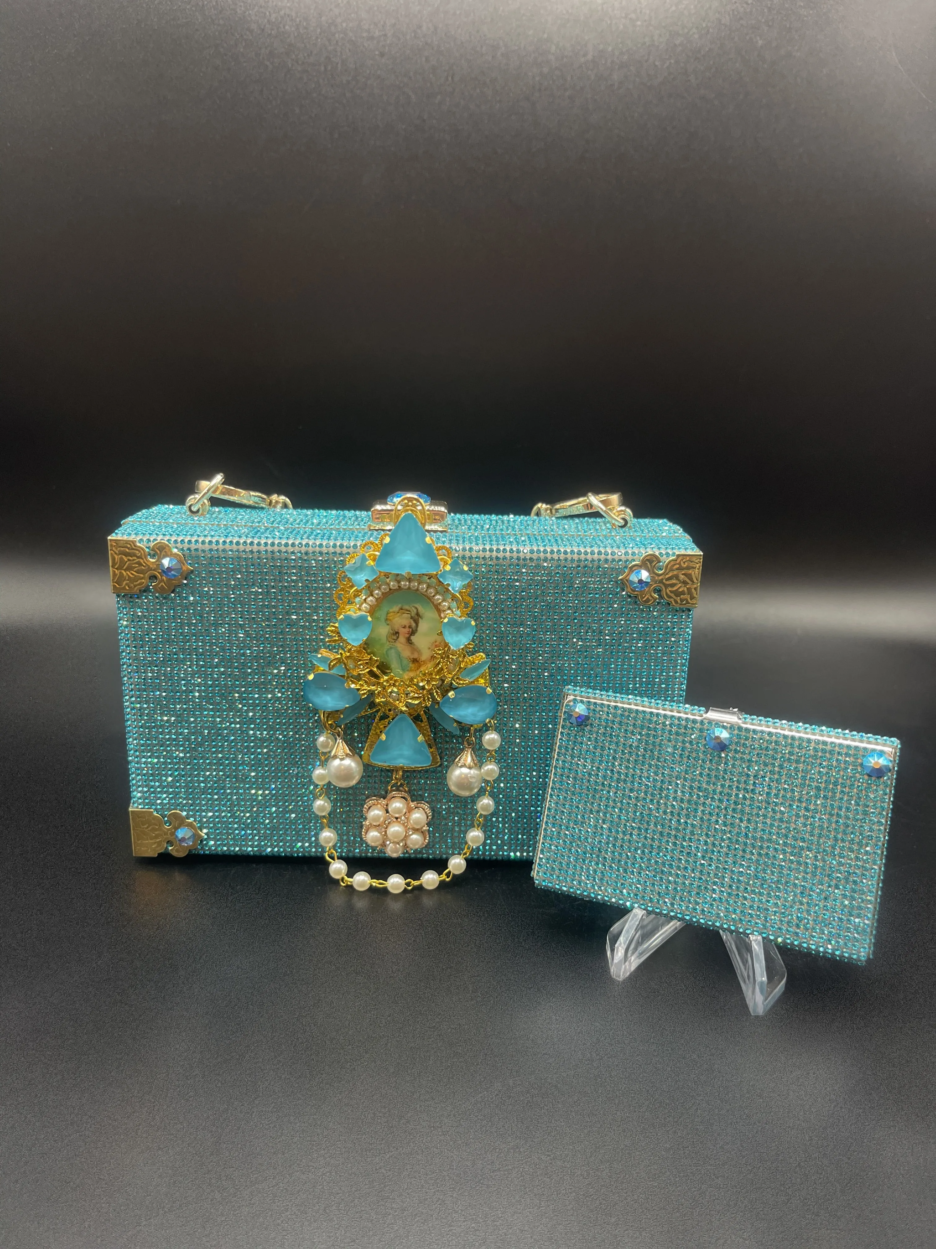 French Blue Card Holder