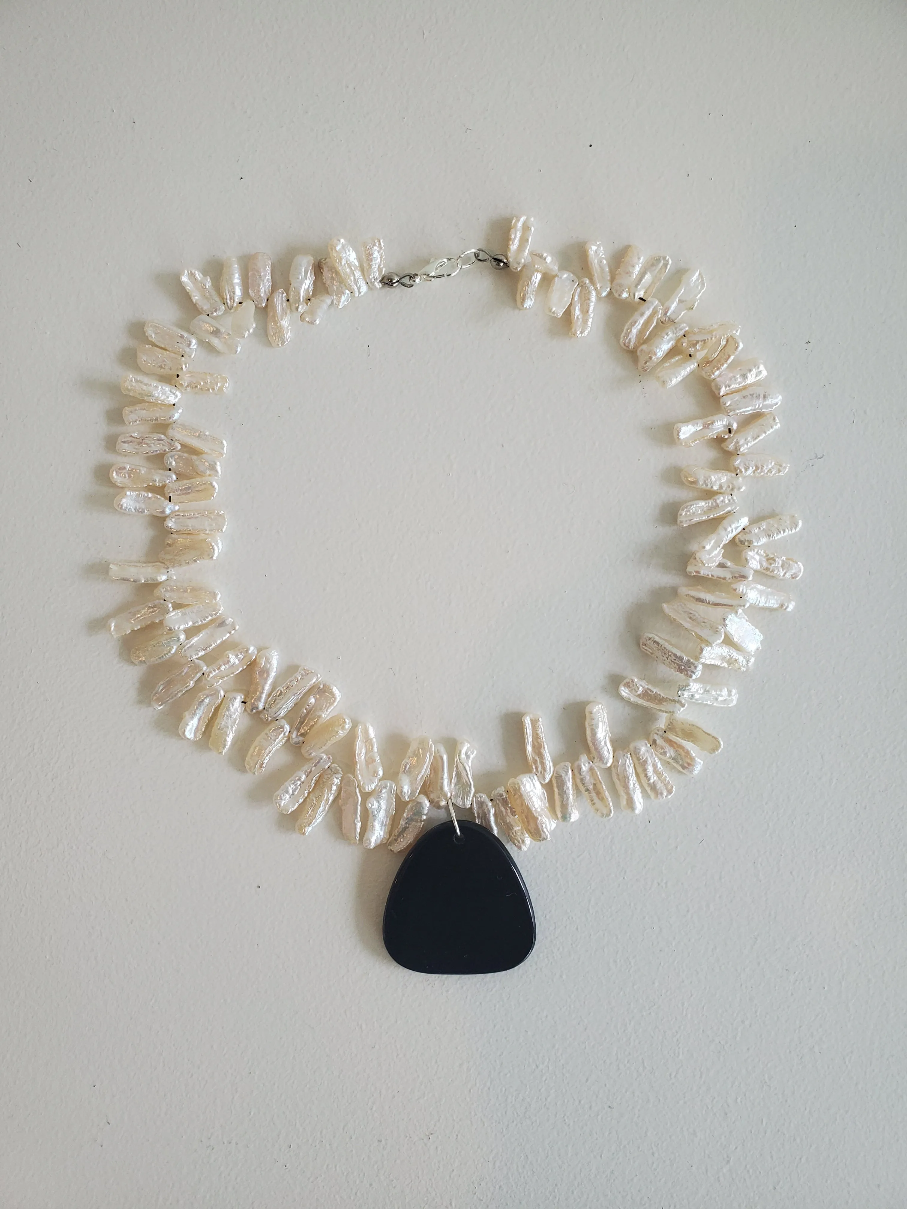 Freshwater Pearl and Obsidian choker