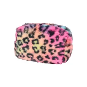 Fuzzy Leopard Cosmetic Bag