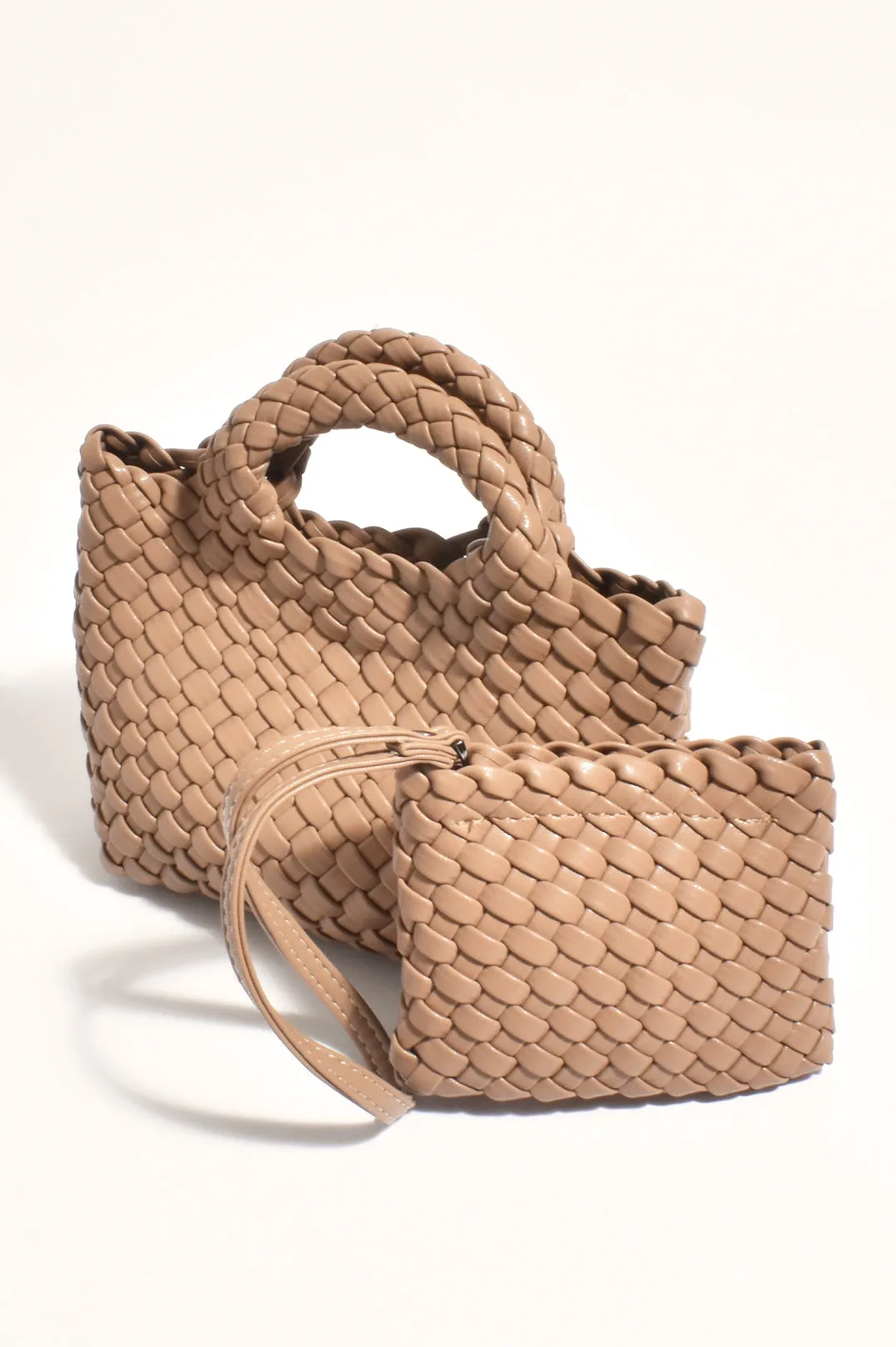 GABI WOVEN MINI BAG & POUCH (Mocha)