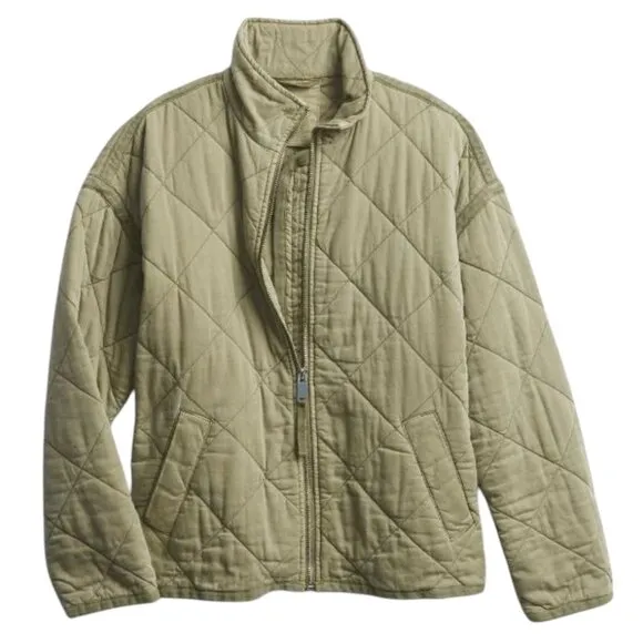 Gap Quilted Zip Jacket, Olive Green, S