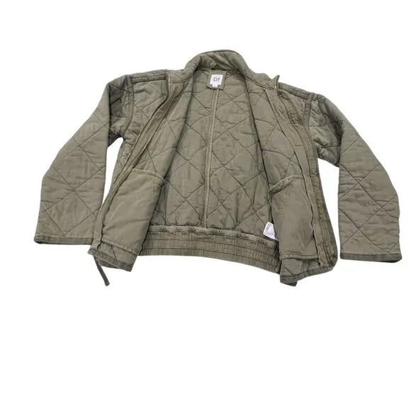 Gap Quilted Zip Jacket, Olive Green, S