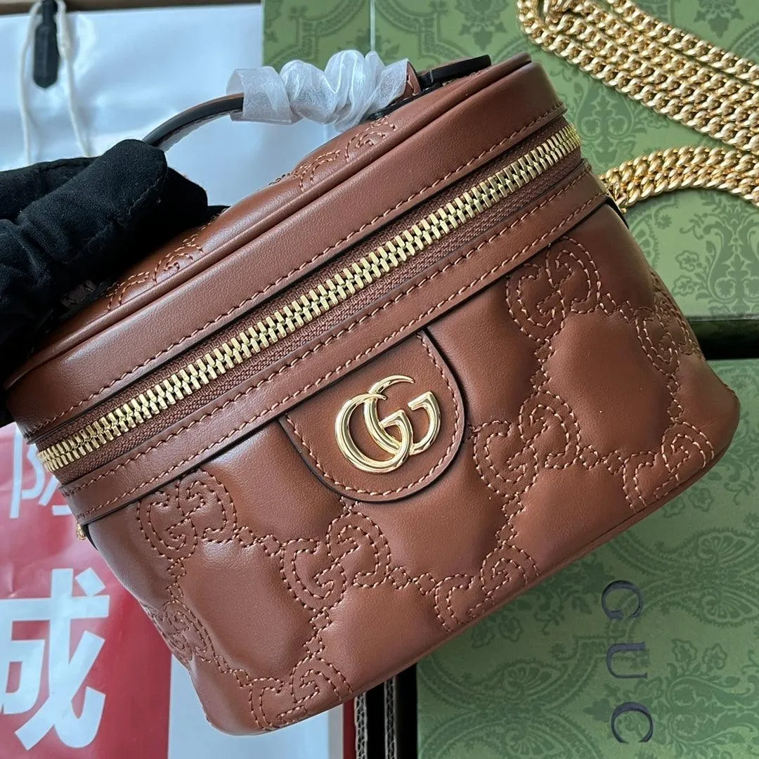 gg Quilted gg Mini Handbag Brown For Women, Women&#8217;s Bags 6.3in/16cm gg 723770 UM8IG 2546
